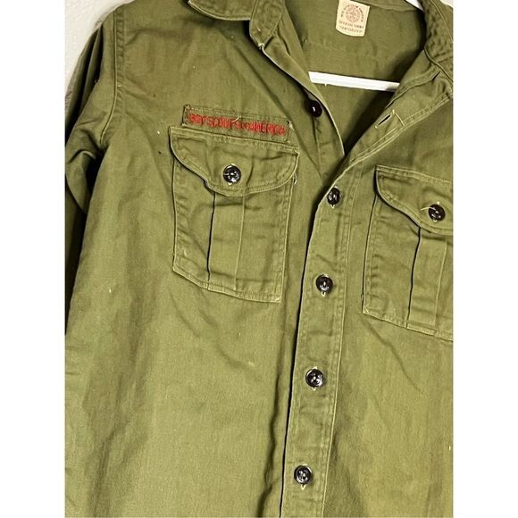 Vintage 40s 50s Sanforized Boy Scout Uniform Shirt  M Patch BSA - Picture 2 of 6